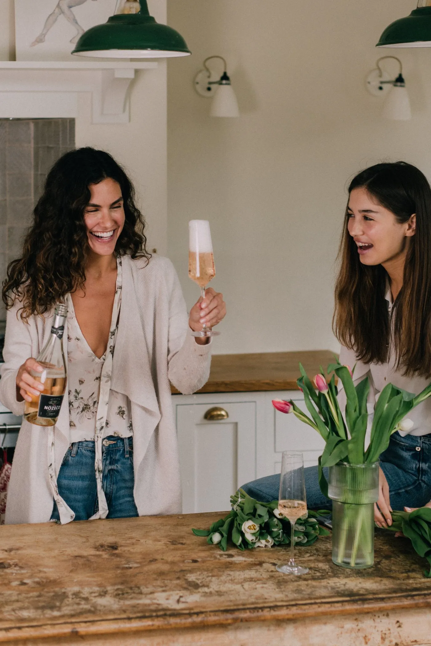Amies qui trinquent avec Nozeco dans une cuisine